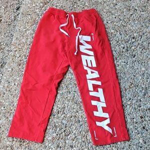 Wealthy Red Thick Cotton Sweatpants Jogger Pant Size XL White Type